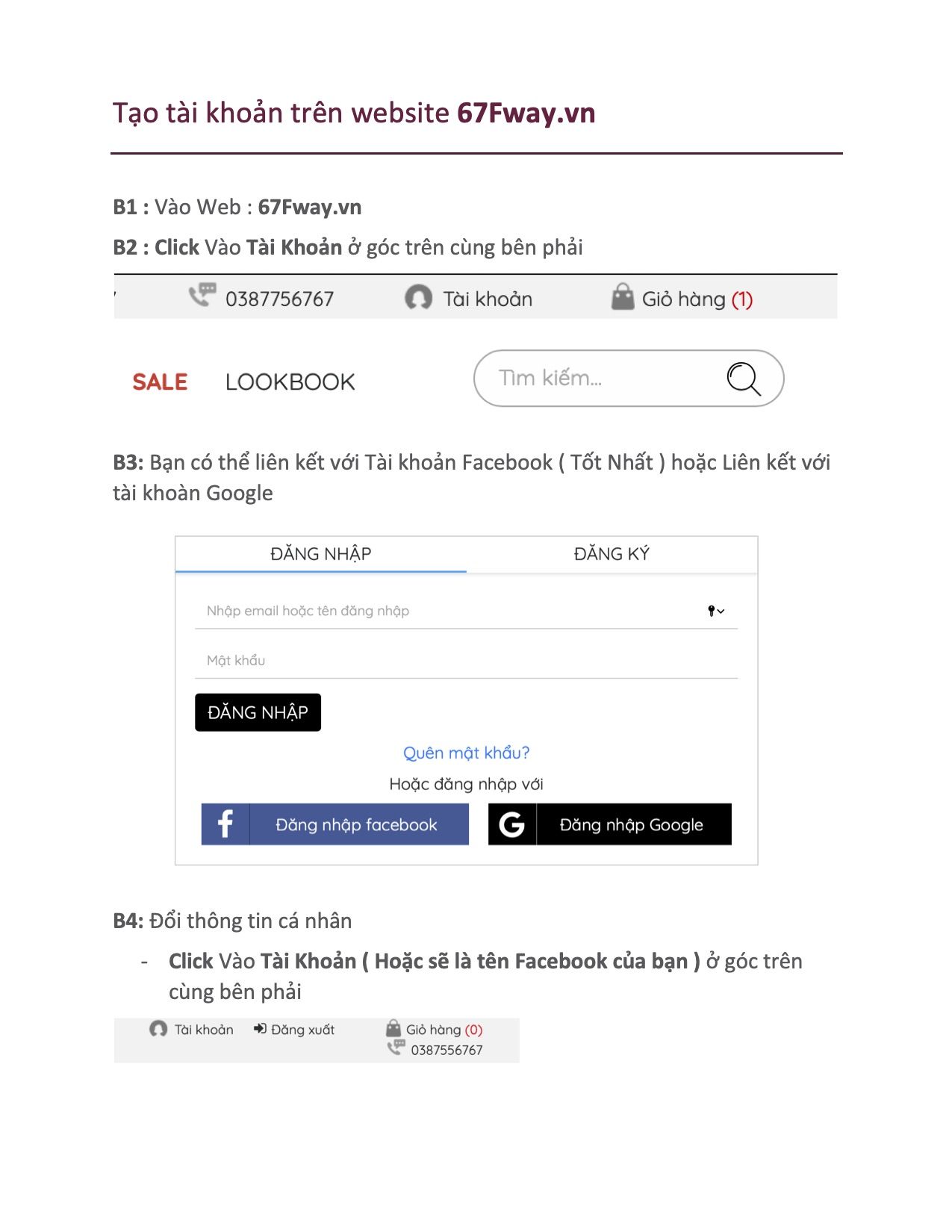 Hướng dẫn tạo tài khoản trên website