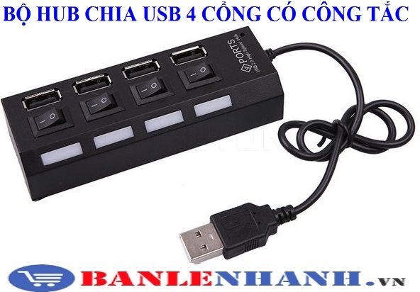 BỘ HUB CHIA USB 4 CỔNG CÓ CÔNG TẮC