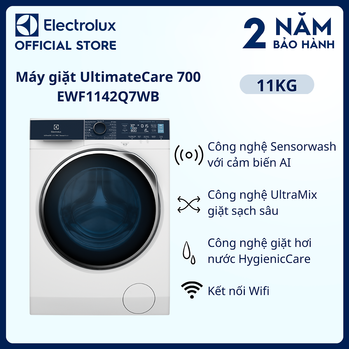 Máy giặt Electrolux Inverter 11 kg EWF1142Q7WB