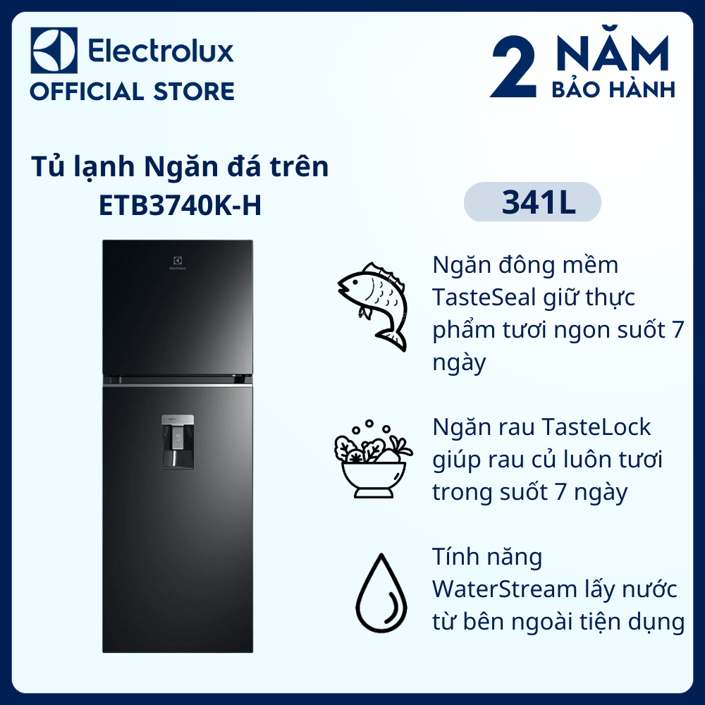 Tủ lạnh Electrolux Inverter 341 lít ETB3740K-H