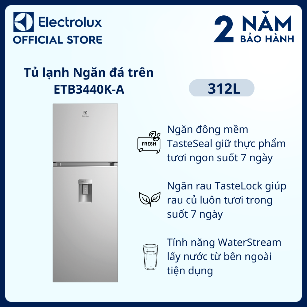 Tủ lạnh Electrolux Inverter 312 Lít ETB3440K-A