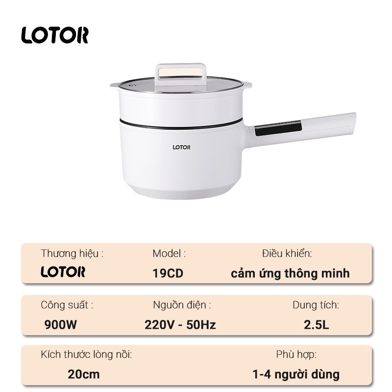 Chảo điện Lotor 2.5L 19CD kèm xửng hấp