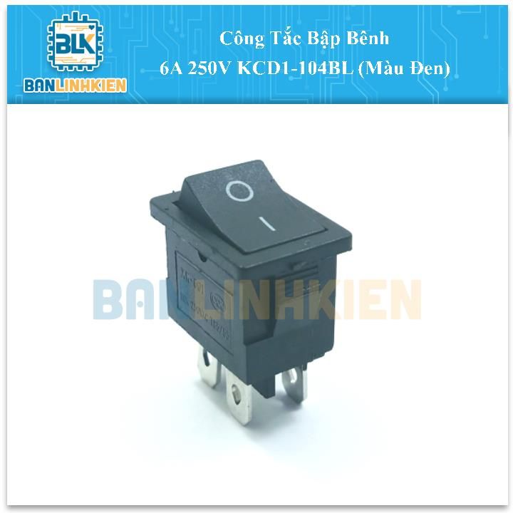 Công Tắc Bập Bênh 6A 250V KCD1-104BL (Màu Đen)