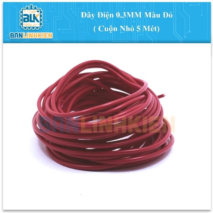 Dây Điện 0.3MM Màu Đỏ ( Cuộn Nhỏ 5 Mét)