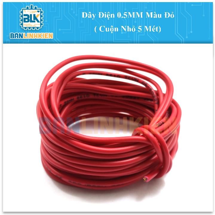 Dây Điện 0.5MM Màu Đỏ ( Cuộn Nhỏ 5 Mét)