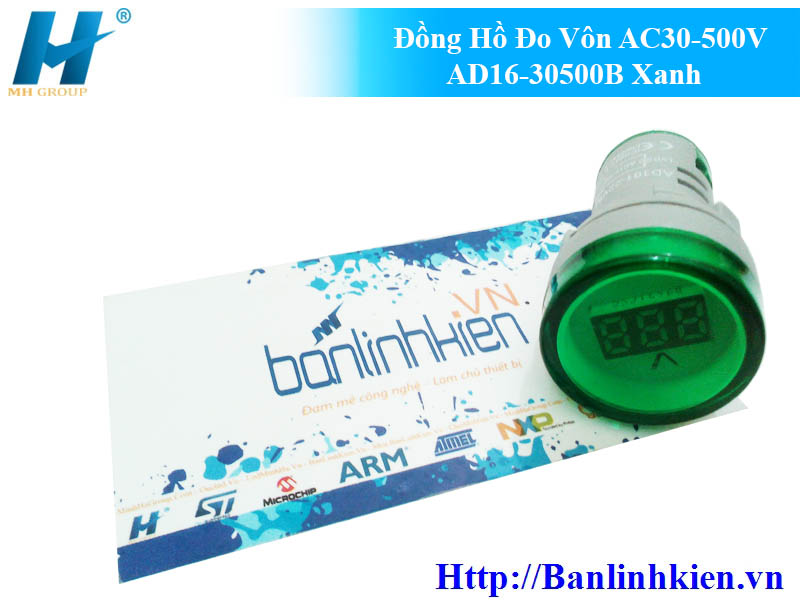 Đồng Hồ Đo Vôn AC30-500V AD16-30500B Xanh