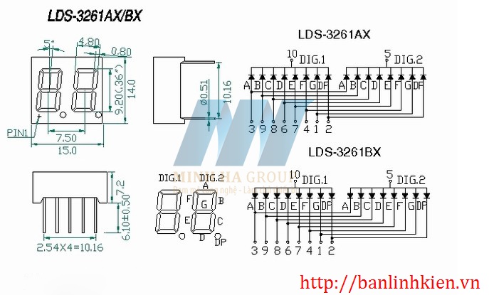 Led 7 0.36 2 Số Katot ( Sáng Đỏ)