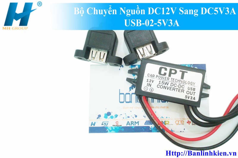 Bộ Chuyển Nguồn DC12V Sang DC5V3A USB-02-5V3A