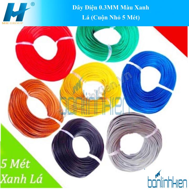 Dây Điện 0.3MM Màu Xanh Lá (Cuộn Nhỏ 5 Mét)