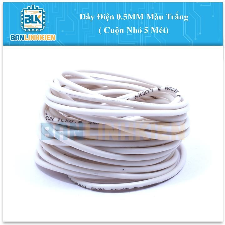 Dây Điện 0.5MM Màu Trắng ( Cuộn Nhỏ 5 Mét)