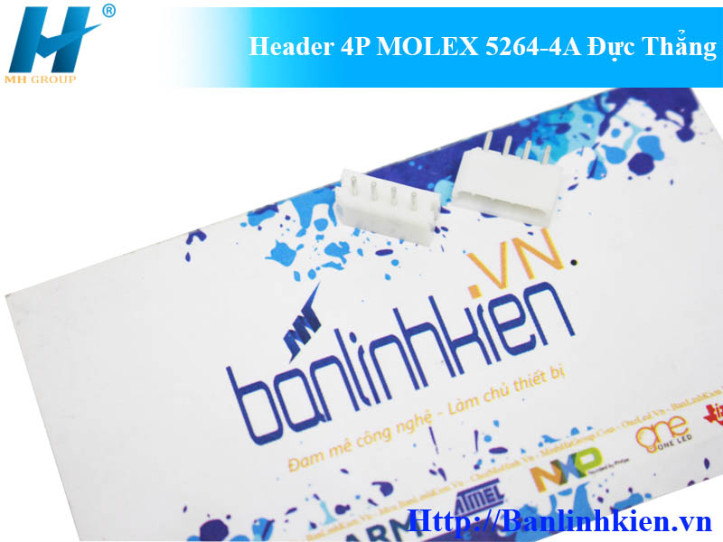 Header 4P MOLEX 5264-4A Đực Thẳng