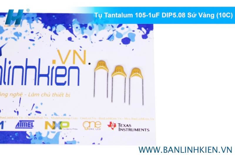 Tụ Tantalum 105-1uF DIP5.08 Sứ Vàng (10c)