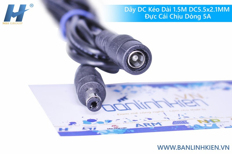 Dây DC Kéo Dài 1.5M DC5.5x2.1MM Đực Cái Chịu Dòng 5A