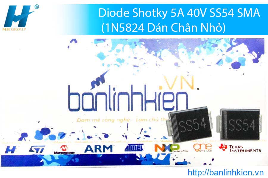 Diode Shotky 5A 40V SS54 SMA (1N5824 Dán Chân Nhỏ)