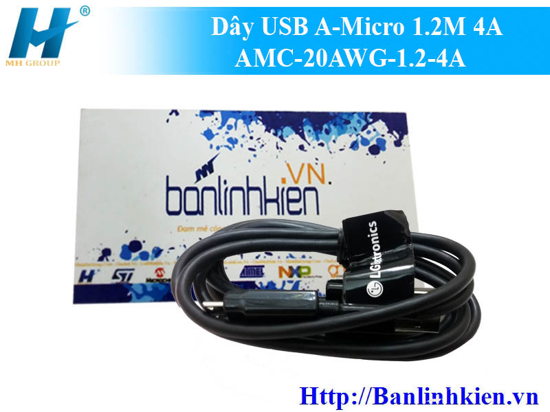 Dây USB A-Micro 1.2M 4A AMC-20AWG-1.2-4A