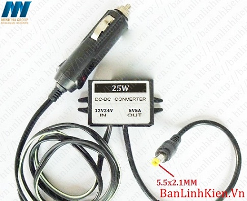 Bộ Chuyển Đổi DC12-24V Sang DC5V5A Oto 5.5x2.1MM