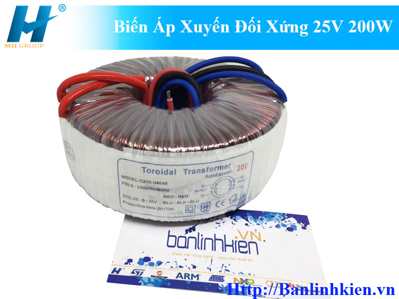 Biến Áp Xuyến Đối Xứng 25V 200W