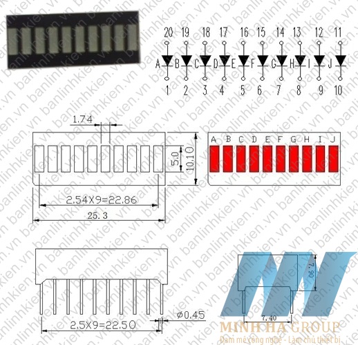 Led BCD 10 Vạch 2510 ( 1 Màu Đỏ)