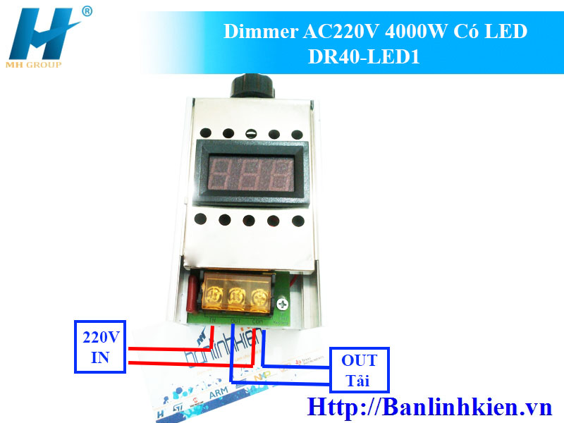 Dimmer AC220V 4000W Có LED DR40-LED1