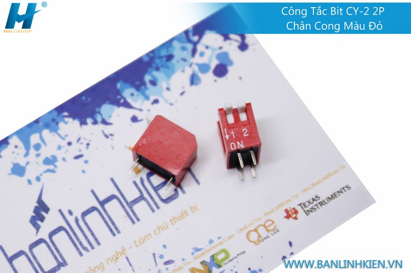 Công Tắc Bit CY-2 2P Chân Cong Màu Đỏ