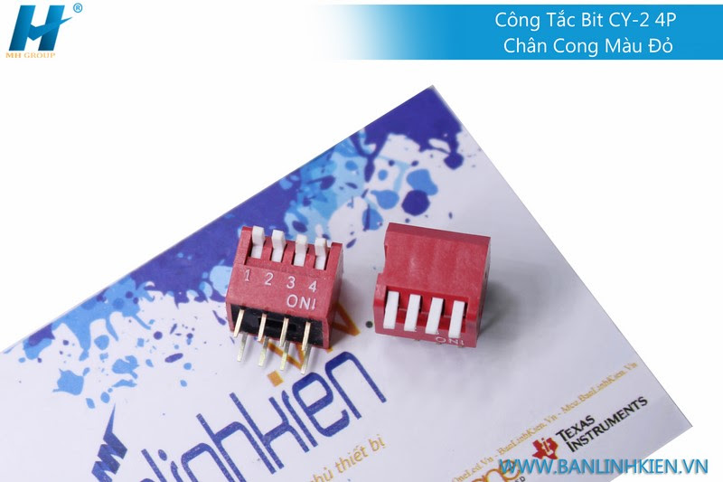 Công Tắc Bit CY-2 4P Chân Cong Màu Đỏ