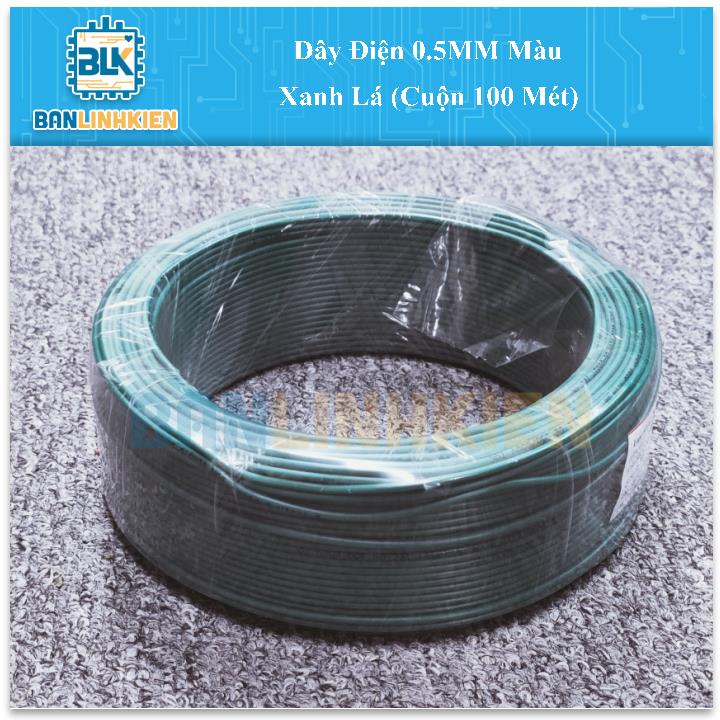 Dây Điện 0.5MM Màu Xanh Lá (Cuộn 100 Mét)