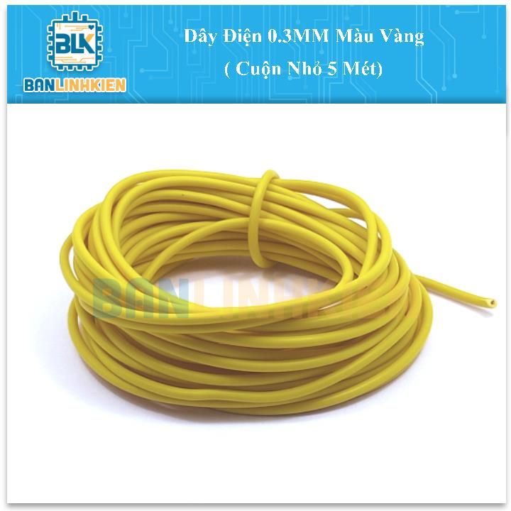 Dây Điện 0.3MM Màu Vàng ( Cuộn Nhỏ 5 Mét)