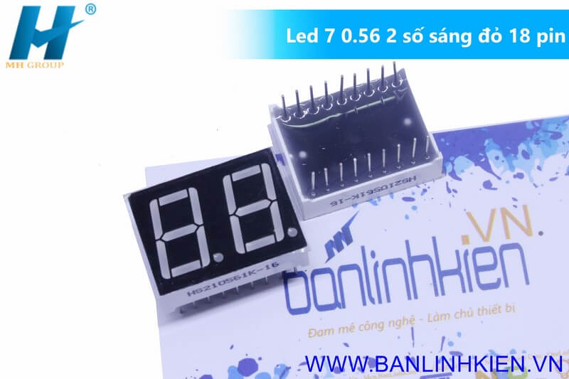 Led 7 0.56 2 Số Anot 18 Chân (Sáng Đỏ)