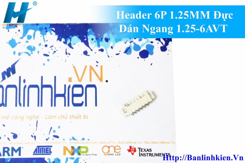 Header 6P 1.25MM Đực Dán Ngang 1.25-6AVT