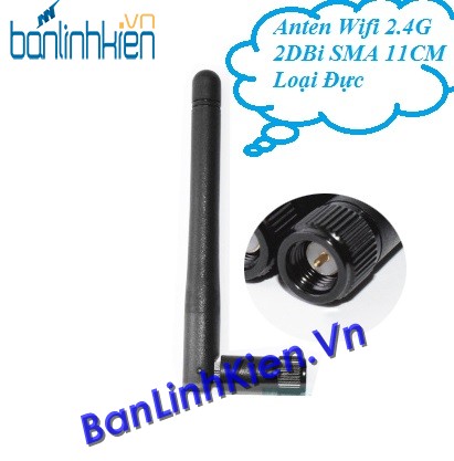 Anten Wifi 2.4G 2DBi SMA 11CM Loại Đực