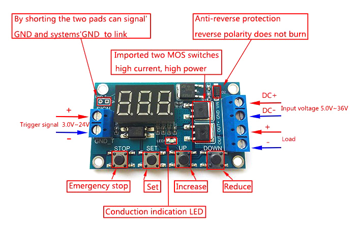 Module Kích Tạo Trễ 0.1-999S Sử Dụng MosFet