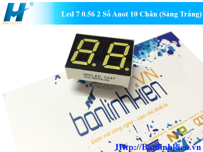 Led 7 0.56 2 Số Anot 10 Chân (Sáng Trắng)