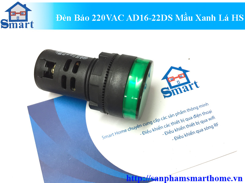 Đèn Báo 220VAC AD16-22DS Màu Xanh Lá