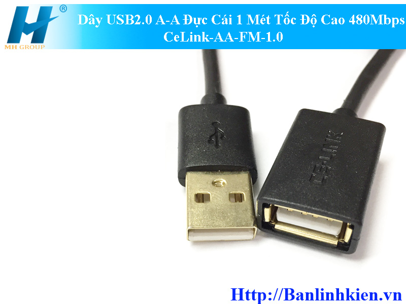 Dây USB2.0 A-A Đực Cái 1 Mét Tốc Độ Cao 480Mbps CeLink-AA-FM-1.0