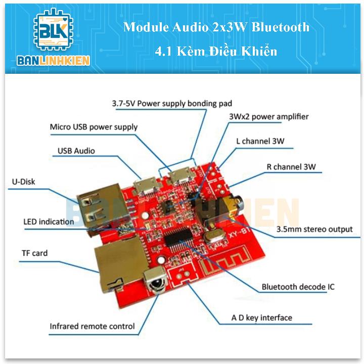 Module Audio 2x3W Bluetooth 4.1 Kèm Điều Khiển