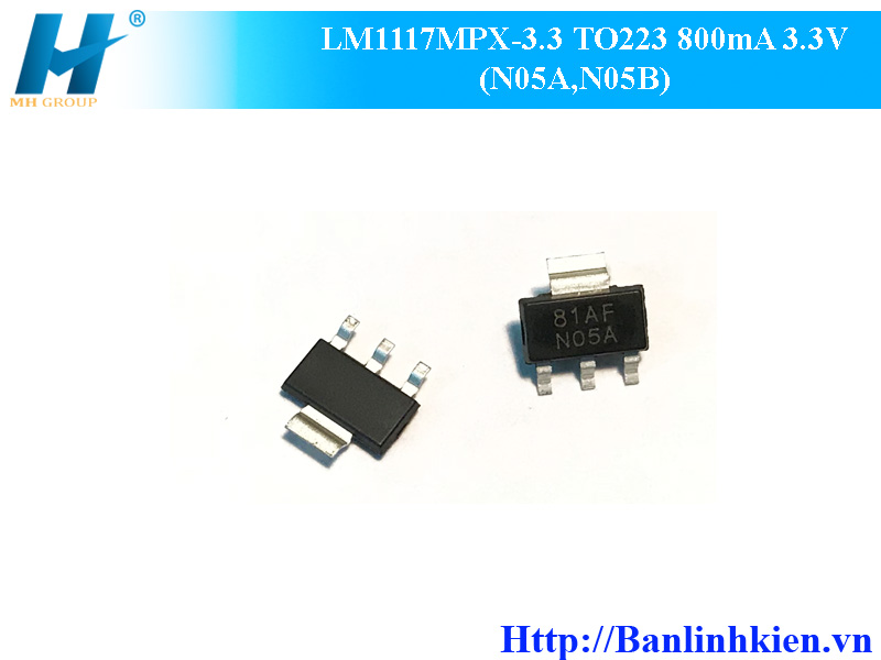 LM1117MPX-3.3 TO223 800mA 3.3V (N05A,N05B)