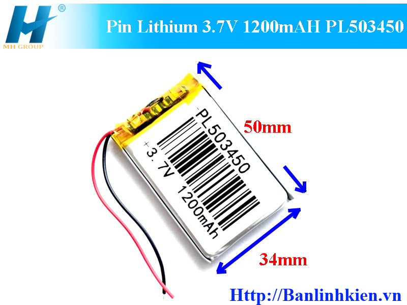 Pin Lithium 3.7V 1200mAH PL503450