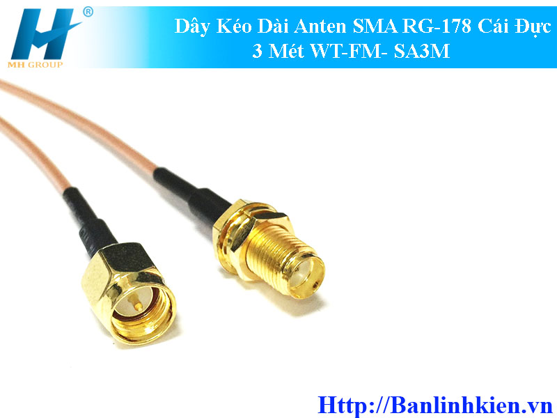 Dây Kéo Dài Anten SMA RG-178 Cái Đực 3 Mét WT-FM- SA3M