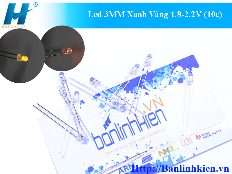 Led 3MM Xanh Vàng 1.8-2.2V (10c)