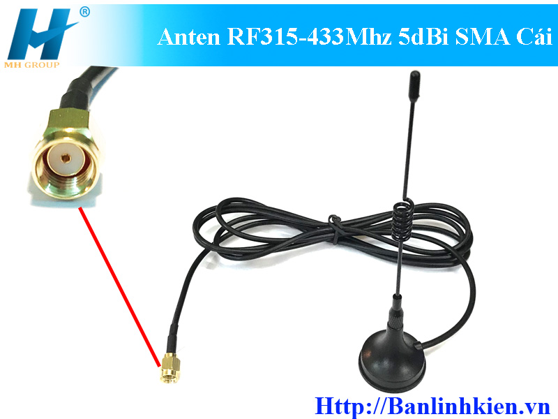 Anten RF315-433Mhz 5dBi SMA Cái
