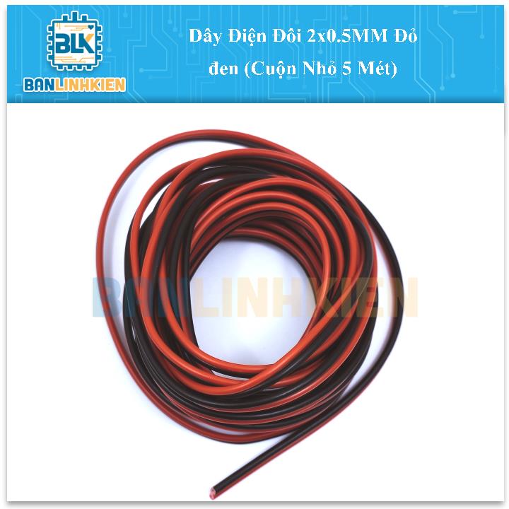 Dây Điện Đôi 2x0.5MM Đỏ đen (Cuộn Nhỏ 5 Mét)