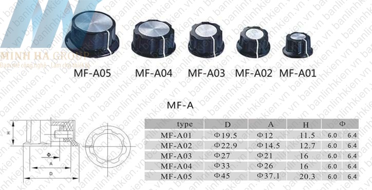 Núm Chiết Áp 6MM MF-A03 (Đen)