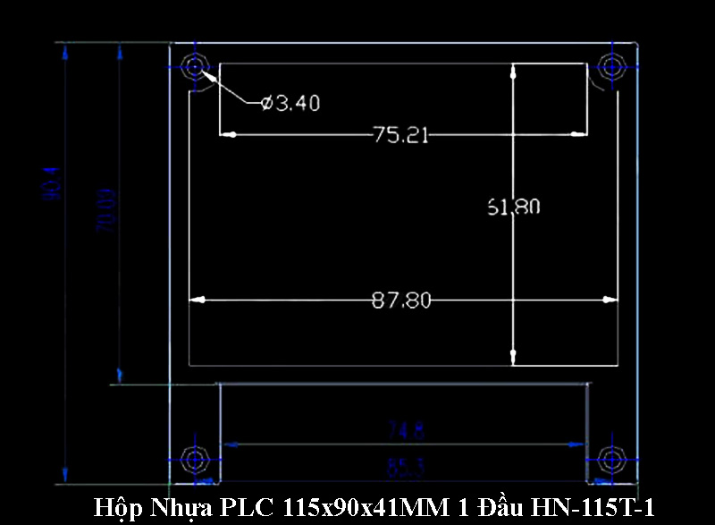 Hộp Nhựa PLC 115x90x41MM 1 Đầu HN-115T-1