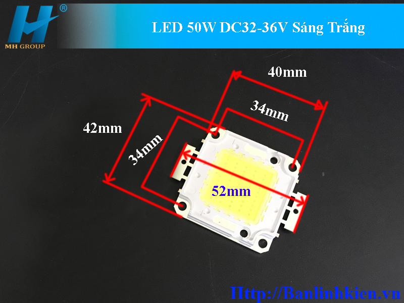 LED 50W DC32-36V Sáng Trắng