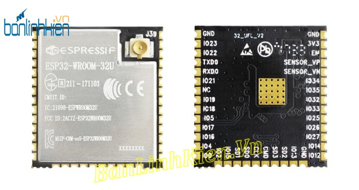 ESP32-WROOM-32U Chính Hãng (Anten Mở Rộng)