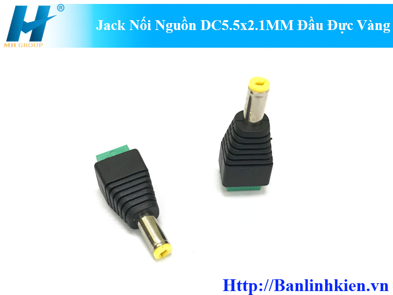 Jack Nối Nguồn DC5.5x2.1MM Đầu Đực Vàng