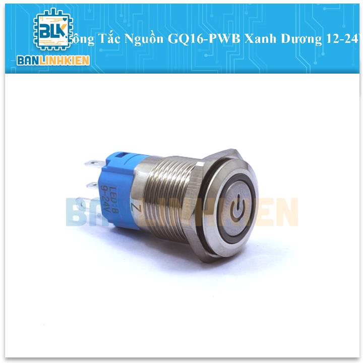 Công Tắc Nguồn GQ16-PWB Xanh Dương 12-24V