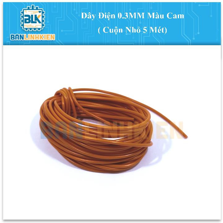 Dây Điện 0.3MM Màu Cam ( Cuộn Nhỏ 5 Mét)