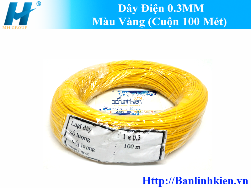 Dây Điện 0.3MM Màu Vàng ( Cuộn 100 Mét)