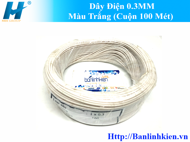 Dây Điện 0.3MM Màu Trắng ( Cuộn 100 Mét)